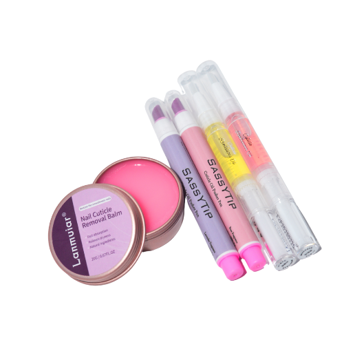 💅 Nail Care Trio Set – Cuticle Pusher Pen + Cuticle Oil + Softening Balm
