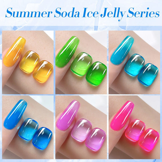 6 Colors Ice Jelly Gel Polish Set Summer Soda 7ml