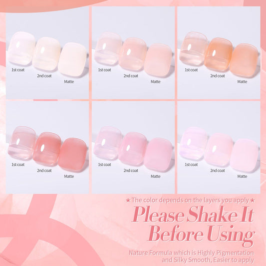 6 Colors Misty Rose Semi Jelly Gel Polish Set 7ml