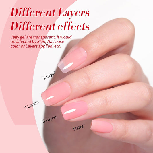 4 Colors Jelly Gel Polish Set Rosy Aura 7ml