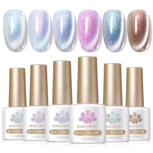 6 Colors Cat Magnetic Gel Polish Set Auroras Snowlight 7ml