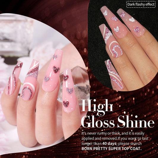 6 Colors BORN PRETTY Red Black Reflective Glitter Gel Polish Set 7ml