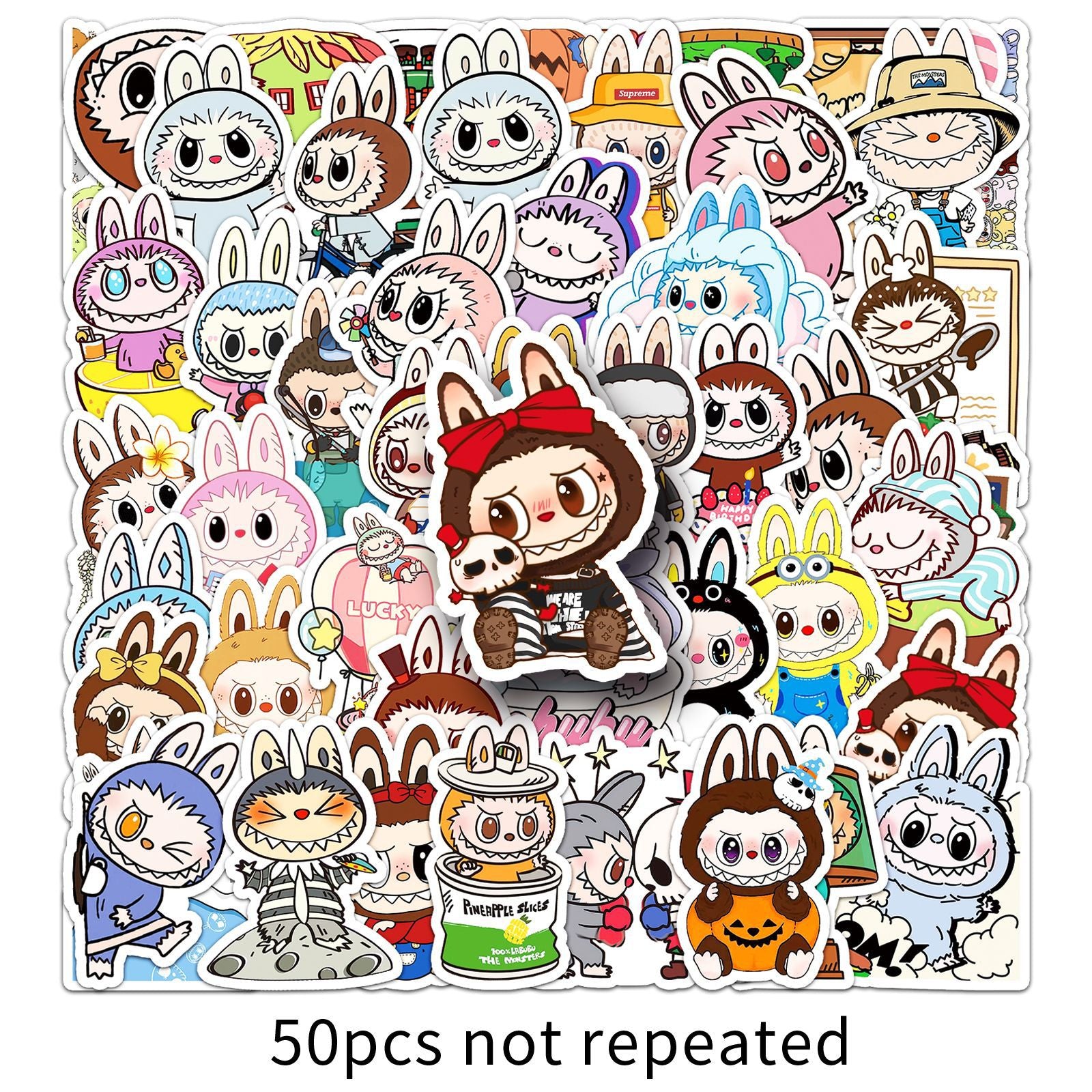 50 pieces Labubu graffiti stickers cartoon