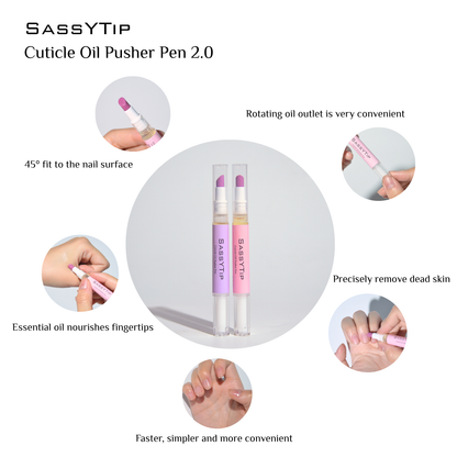 SassyTip Cuticle Pusher Pen 2.0 with 2x more nourishing oil for superior hydration
