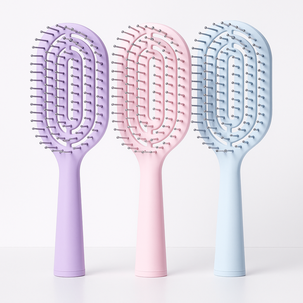 Curved Vented Hair Brush – 164 Bristles for Wet & Dry Use