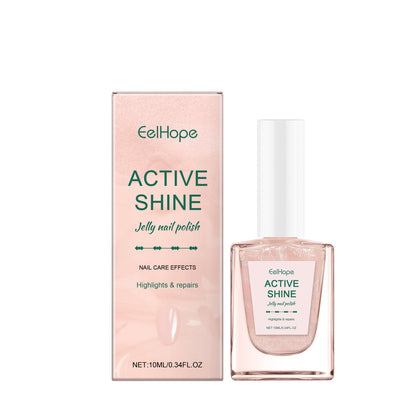 SassyTip girly pink jelly nail polish application, fine shimmer for skin-brightening effect