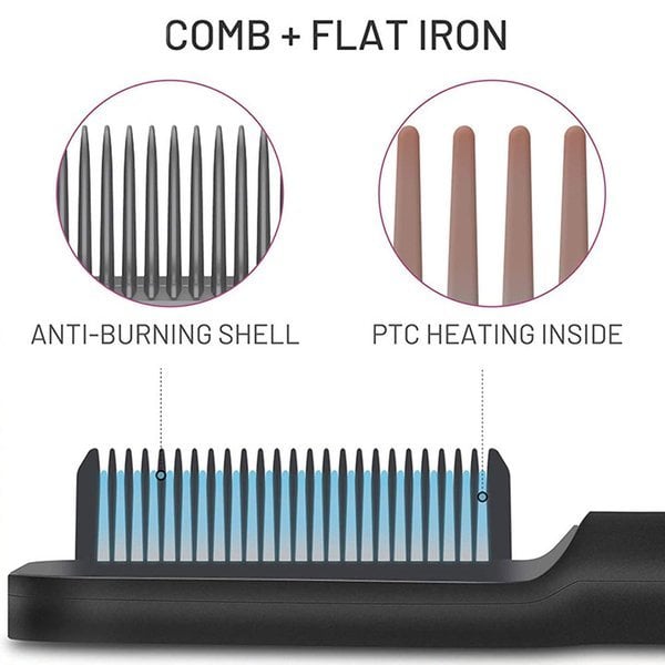 😍 2 in 1 Negative Ion Hair Straightener Styling Comb