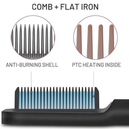 😍 2 in 1 Negative Ion Hair Straightener Styling Comb