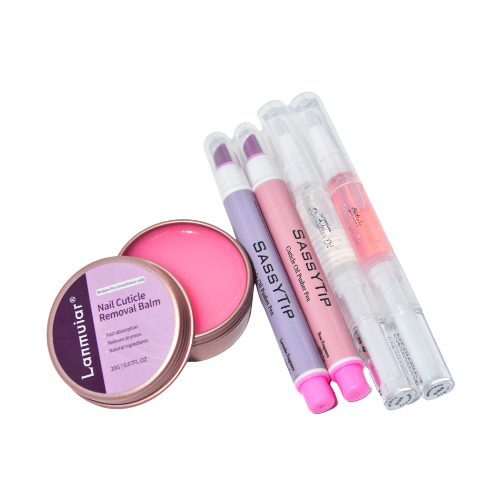 💅 Nail Care Trio Set – Cuticle Pusher Pen + Cuticle Oil + Softening Balm
