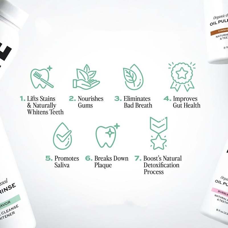 Spearmint Oil Pulling Rinse —Natural Oral Cleanse & Teeth Whitener