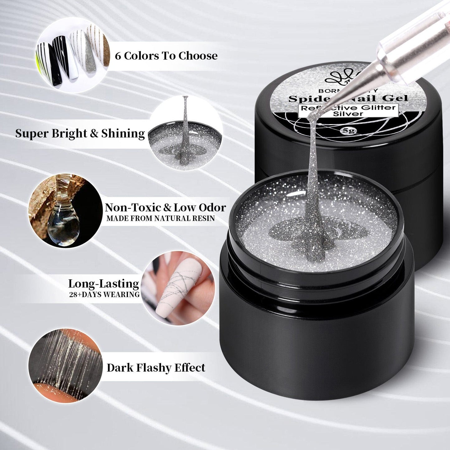 6 Colors Spider Nail Gel 5g
