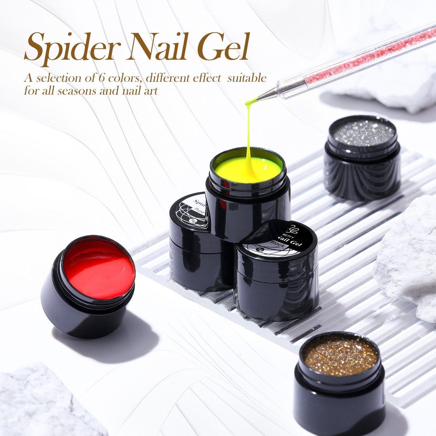 6 Colors Spider Nail Gel 5g