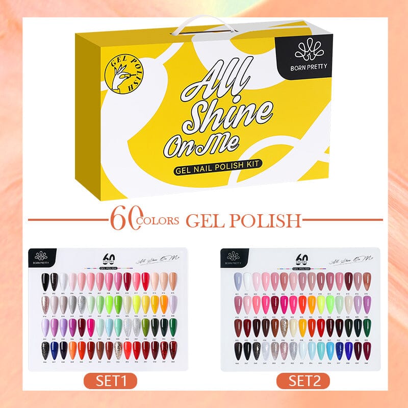 60 Colors Gel Polish with 5pcs Base Top Coat Set 10ml