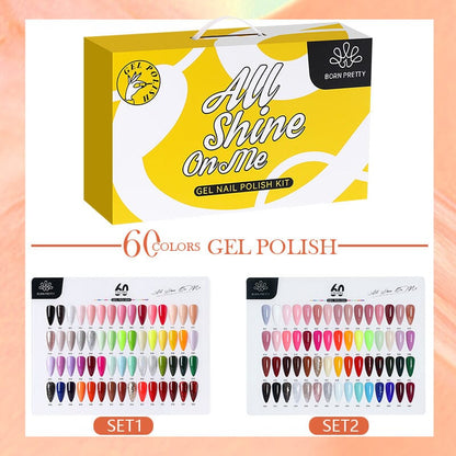 60 Colors Gel Polish with 5pcs Base Top Coat Set 10ml