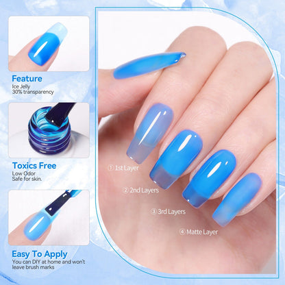 6 Colors Ice Jelly Gel Polish Set Summer Soda 7ml