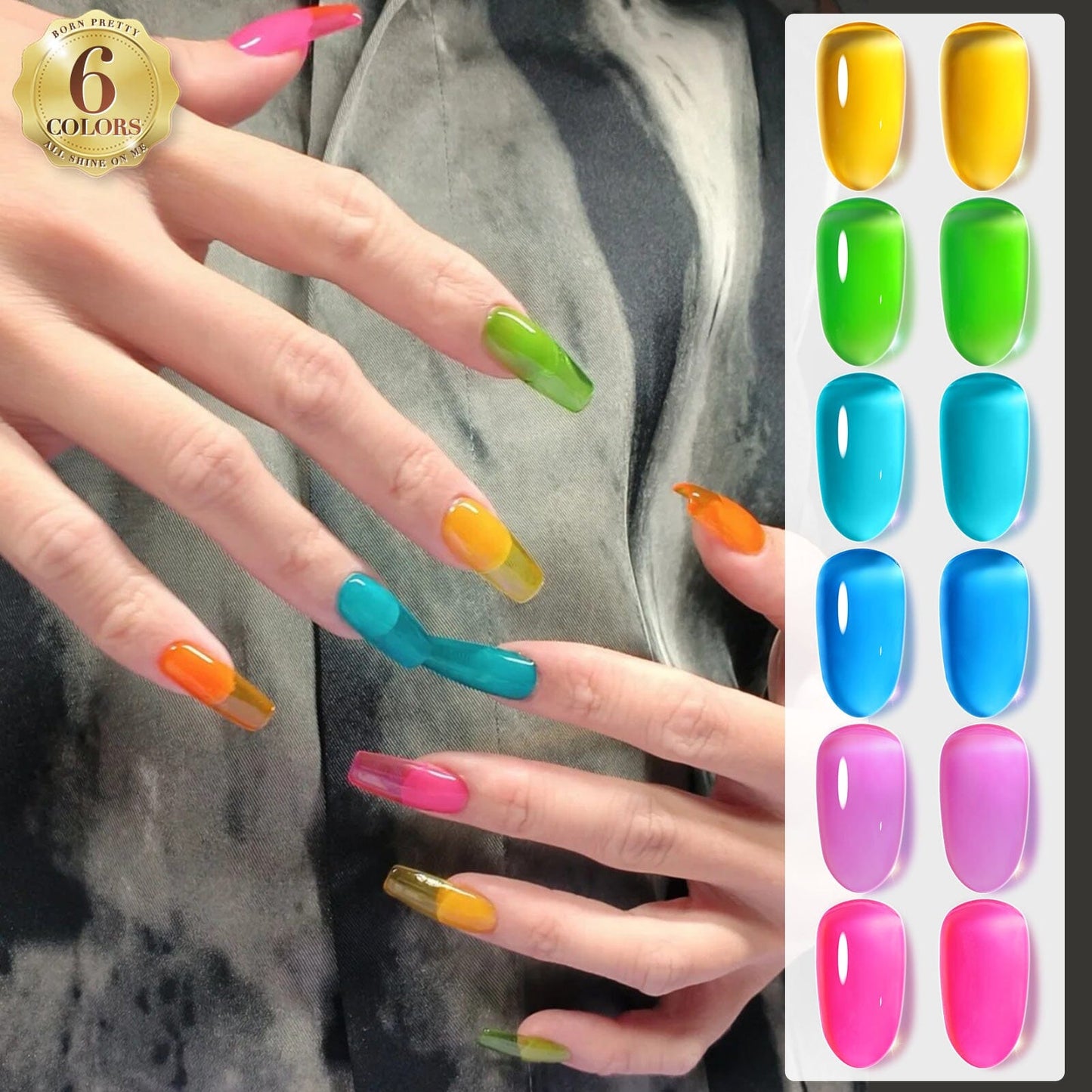 6 Colors Ice Jelly Gel Polish Set Summer Soda 7ml