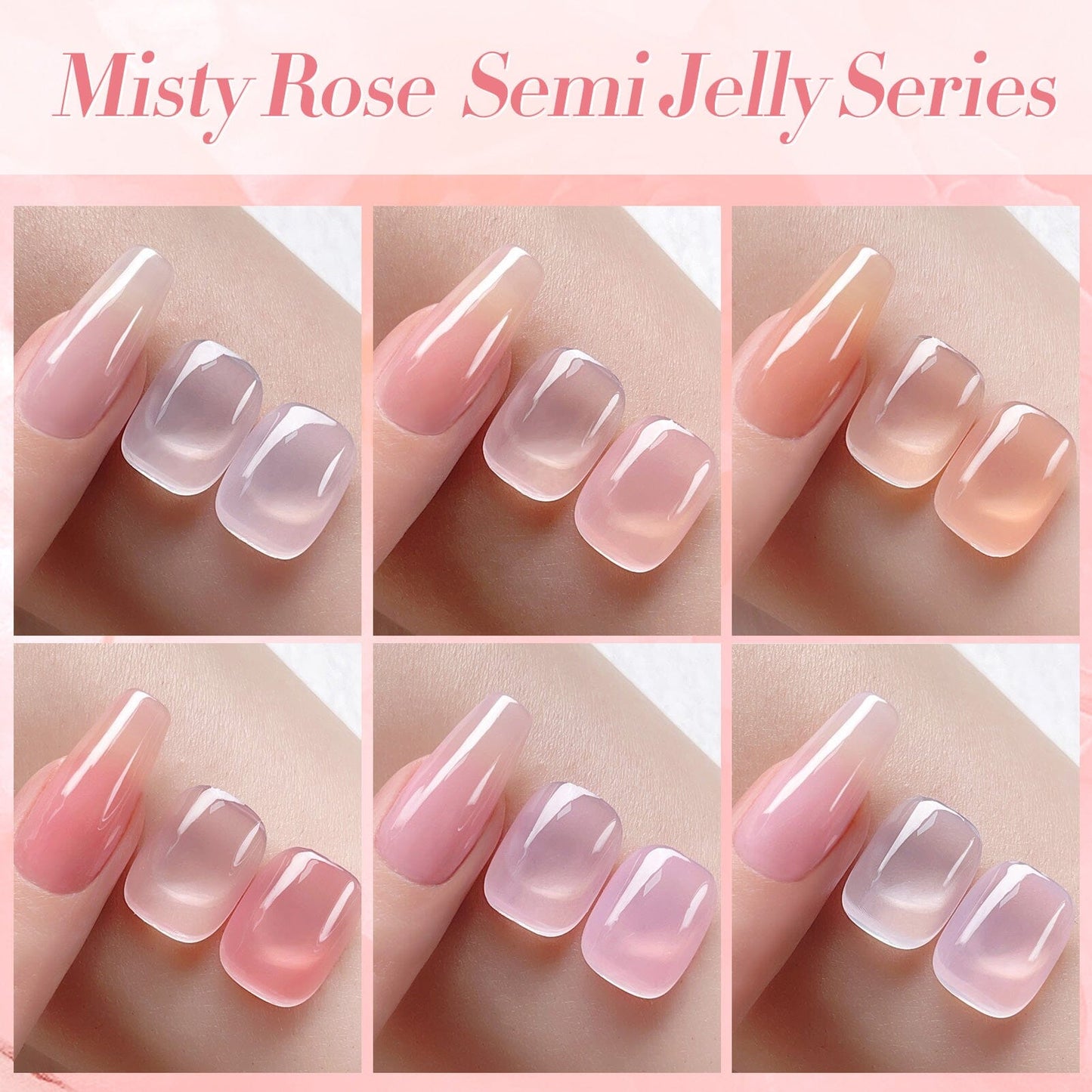 6 Colors Misty Rose Semi Jelly Gel Polish Set 7ml