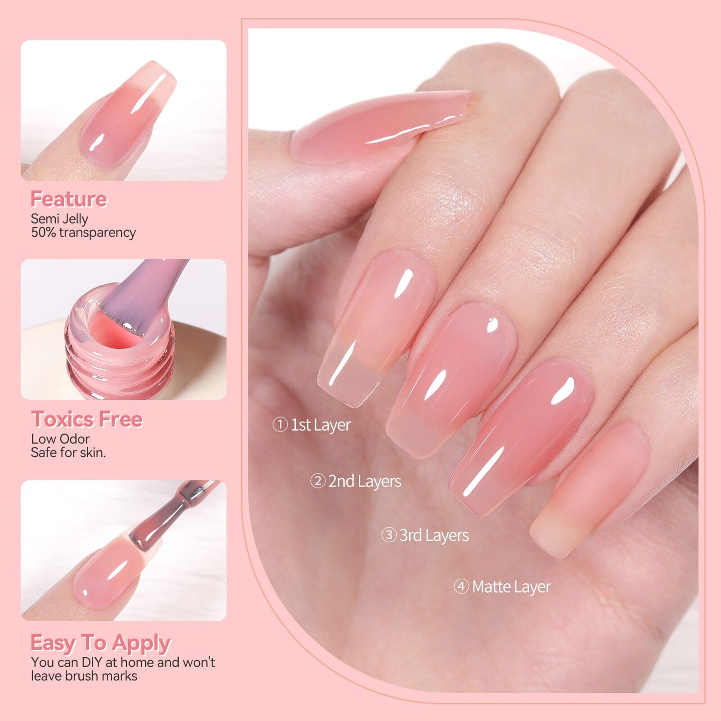 6 Colors Misty Rose Semi Jelly Gel Polish Set 7ml