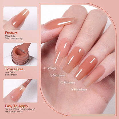 6 Colors Rose Garden Milky Jelly Gel Polish Set 7ml