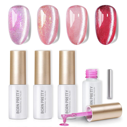 4 Colors Cat Magnetic Gel Polish Set Jelly Pink Auroras 5ml