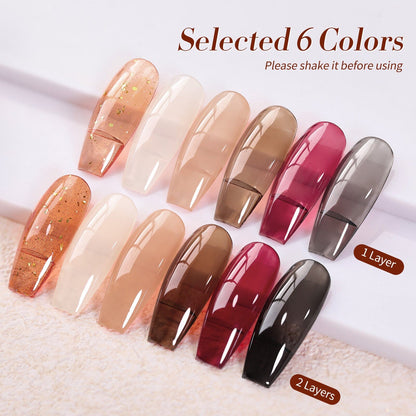 6 Colors Jelly Gel Polish Set Cozy Hearth Milky 7ml
