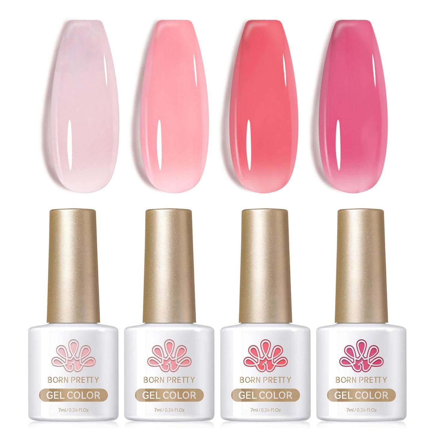 4 Colors Jelly Gel Polish Set Rosy Aura 7ml