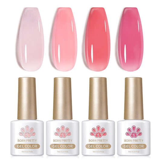 4 Colors Jelly Gel Polish Set Rosy Aura 7ml