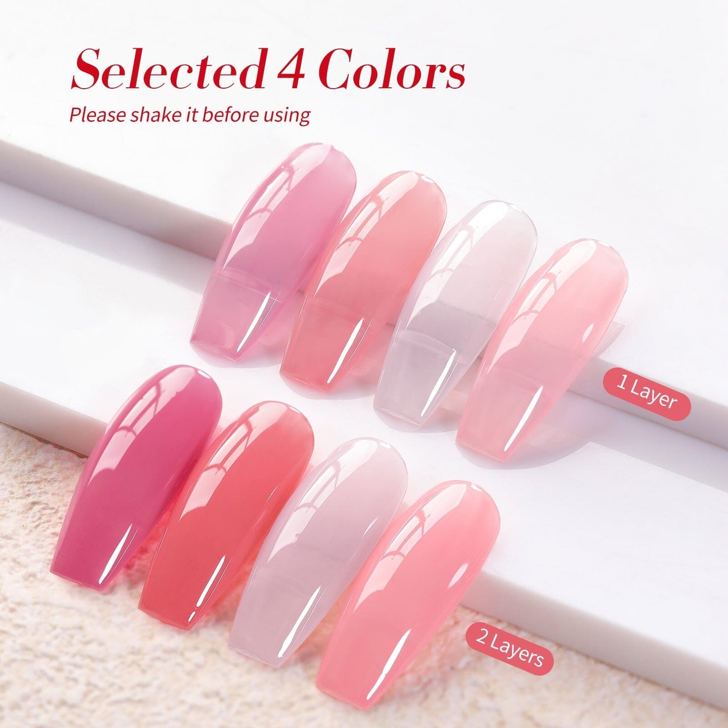 4 Colors Jelly Gel Polish Set Rosy Aura 7ml