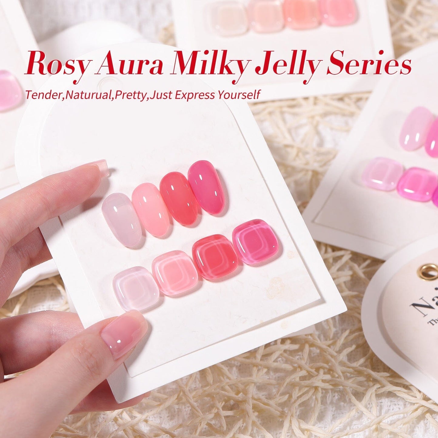 4 Colors Jelly Gel Polish Set Rosy Aura 7ml