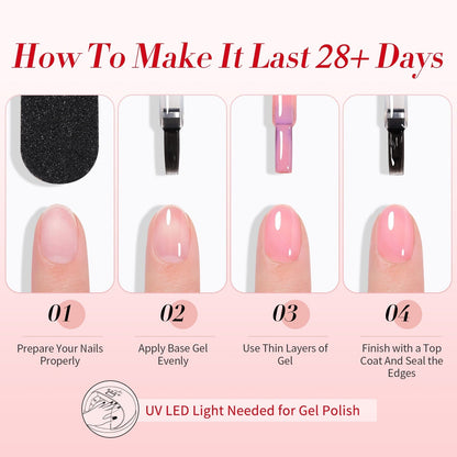 4 Colors Jelly Gel Polish Set Rosy Aura 7ml