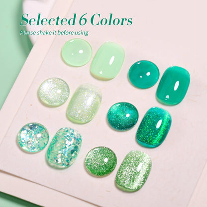 6 Colors Jelly Magnetic Gel Polish Set Fireflies Forest 7ml