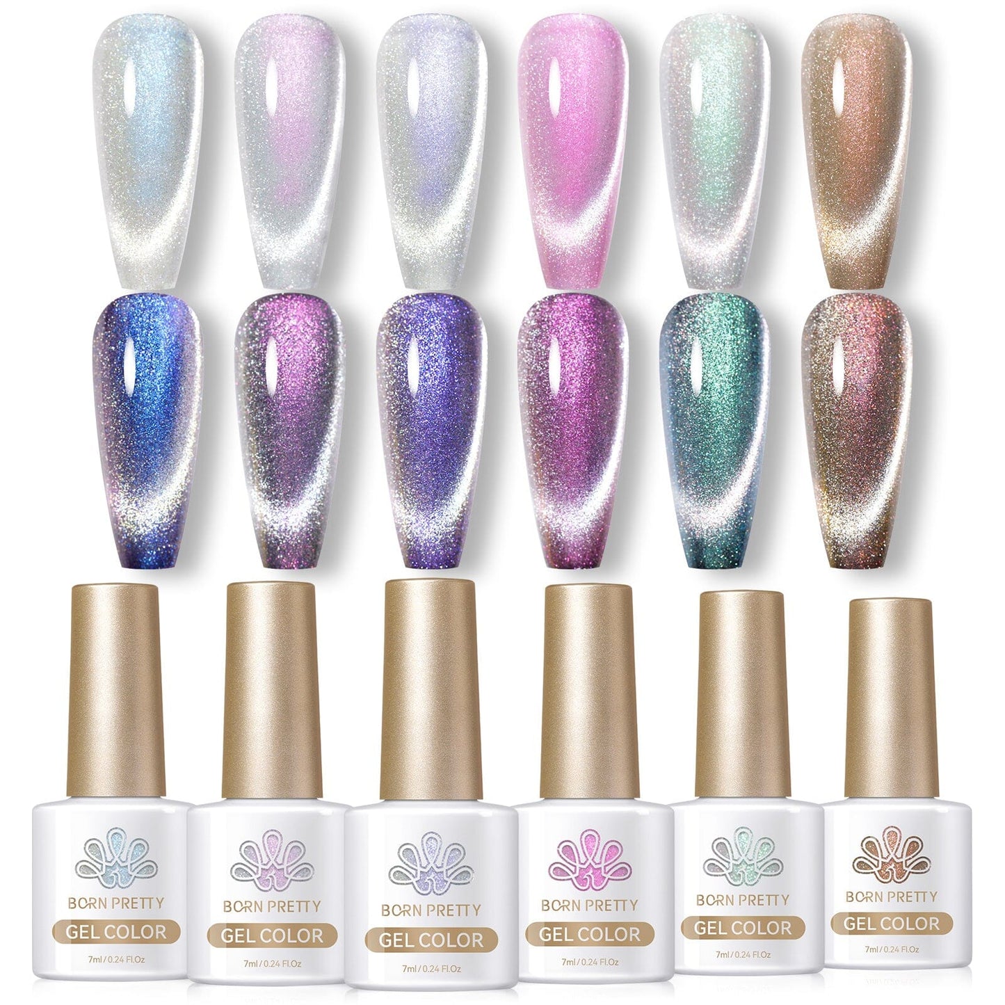 6 Colors Cat Magnetic Gel Polish Set Auroras Snowlight 7ml