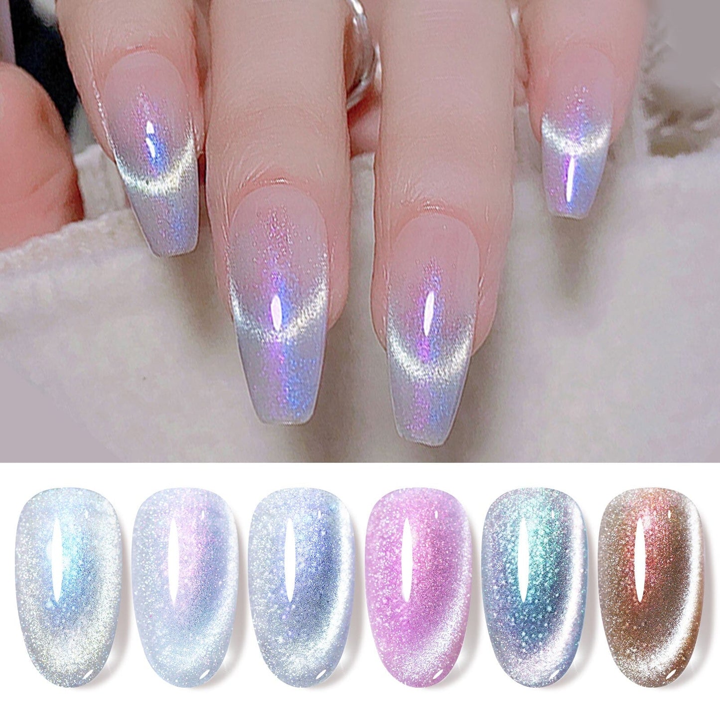 6 Colors Cat Magnetic Gel Polish Set Auroras Snowlight 7ml