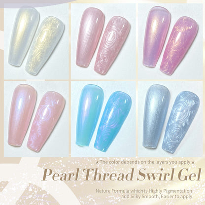 6 Colors White Pink Pearl Thread Swirl Gel Polish Set 7ml