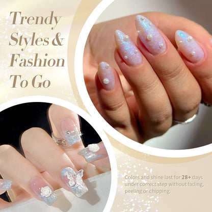 6 Colors White Pink Pearl Thread Swirl Gel Polish Set 7ml