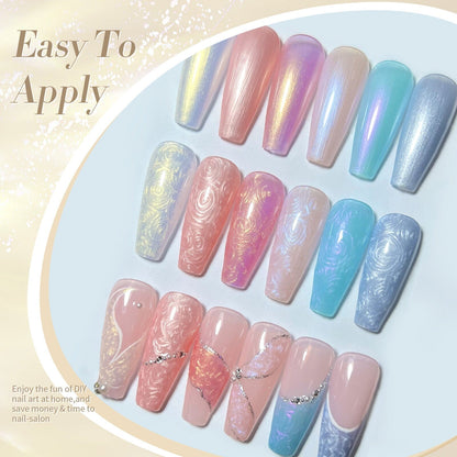 6 Colors White Pink Pearl Thread Swirl Gel Polish Set 7ml