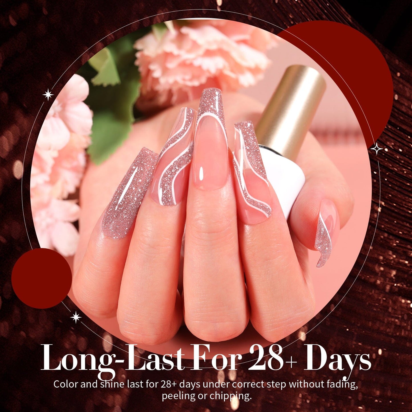 6 Colors BORN PRETTY Red Black Reflective Glitter Gel Polish Set 7ml