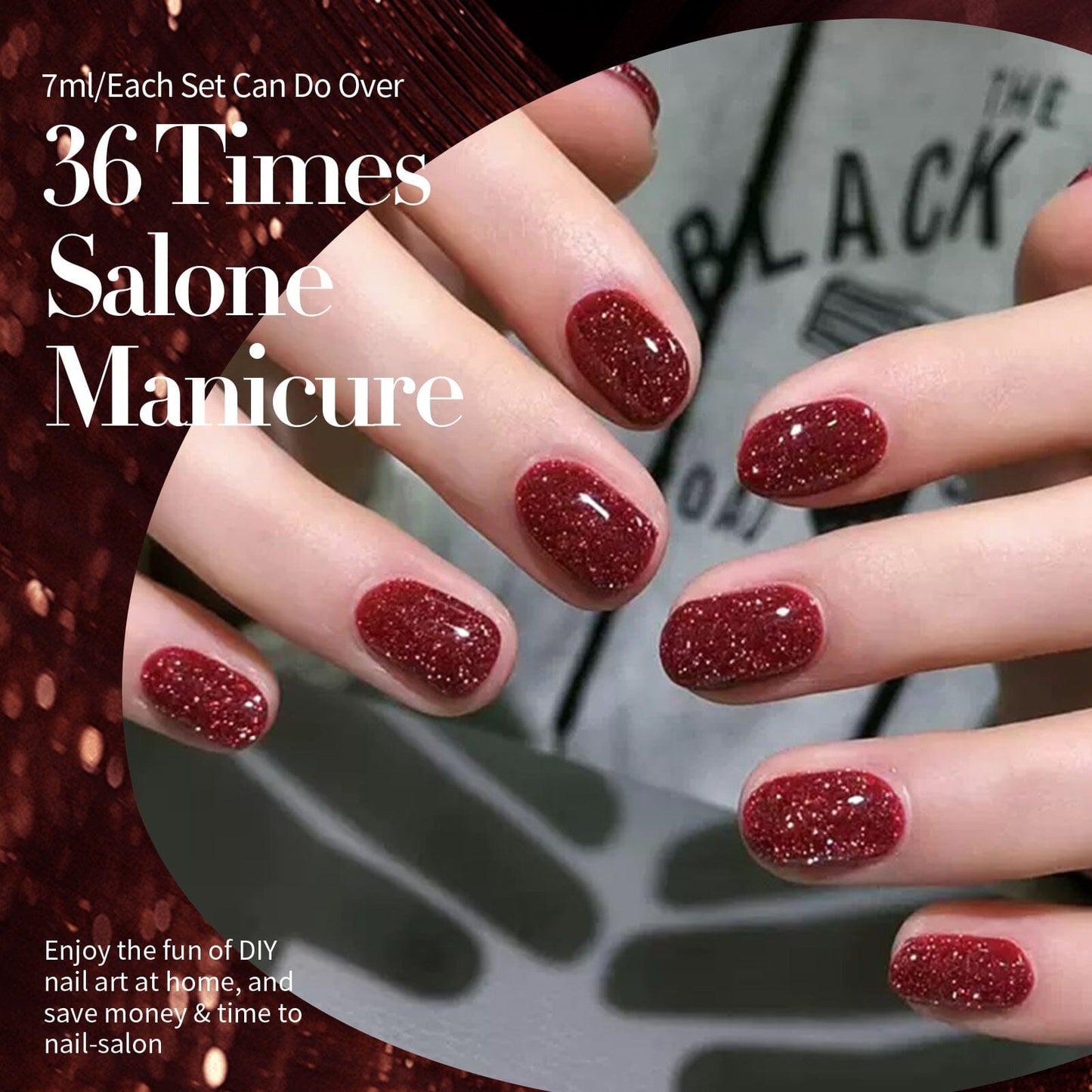 6 Colors BORN PRETTY Red Black Reflective Glitter Gel Polish Set 7ml