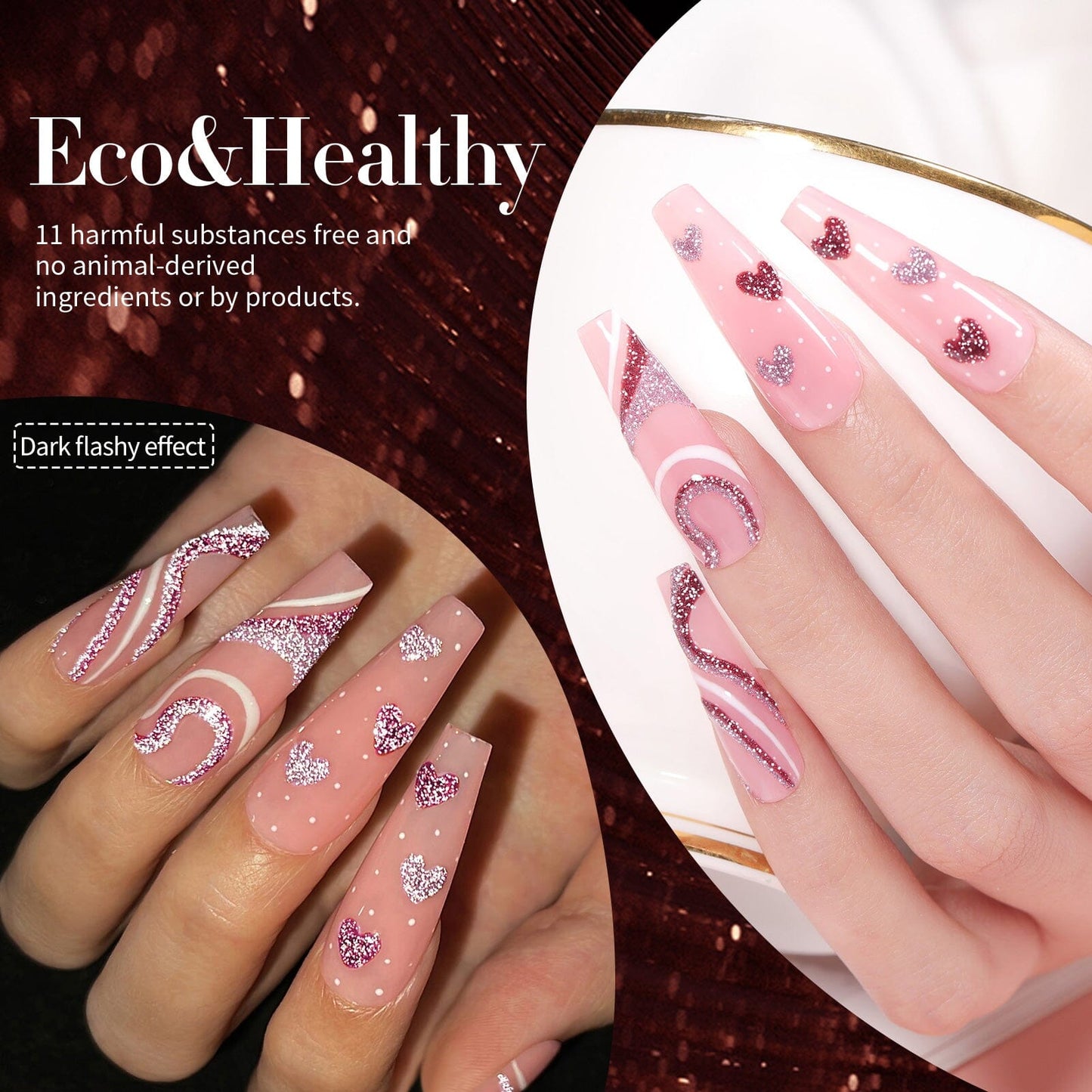 6 Colors BORN PRETTY Red Black Reflective Glitter Gel Polish Set 7ml