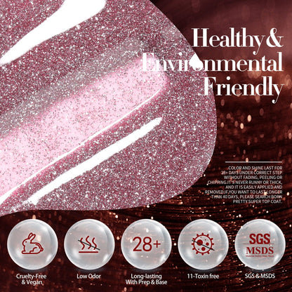 6 Colors BORN PRETTY Red Black Reflective Glitter Gel Polish Set 7ml