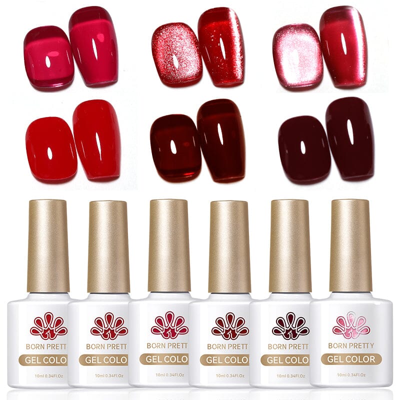 6 Colors Red Gel Polish Set 02 10ml