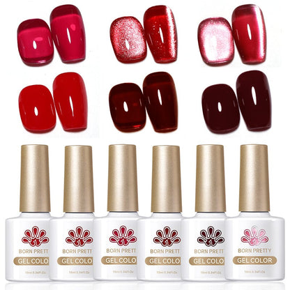 6 Colors Red Gel Polish Set 02 10ml