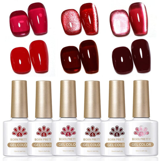 6 Colors Red Gel Polish Set 02 10ml