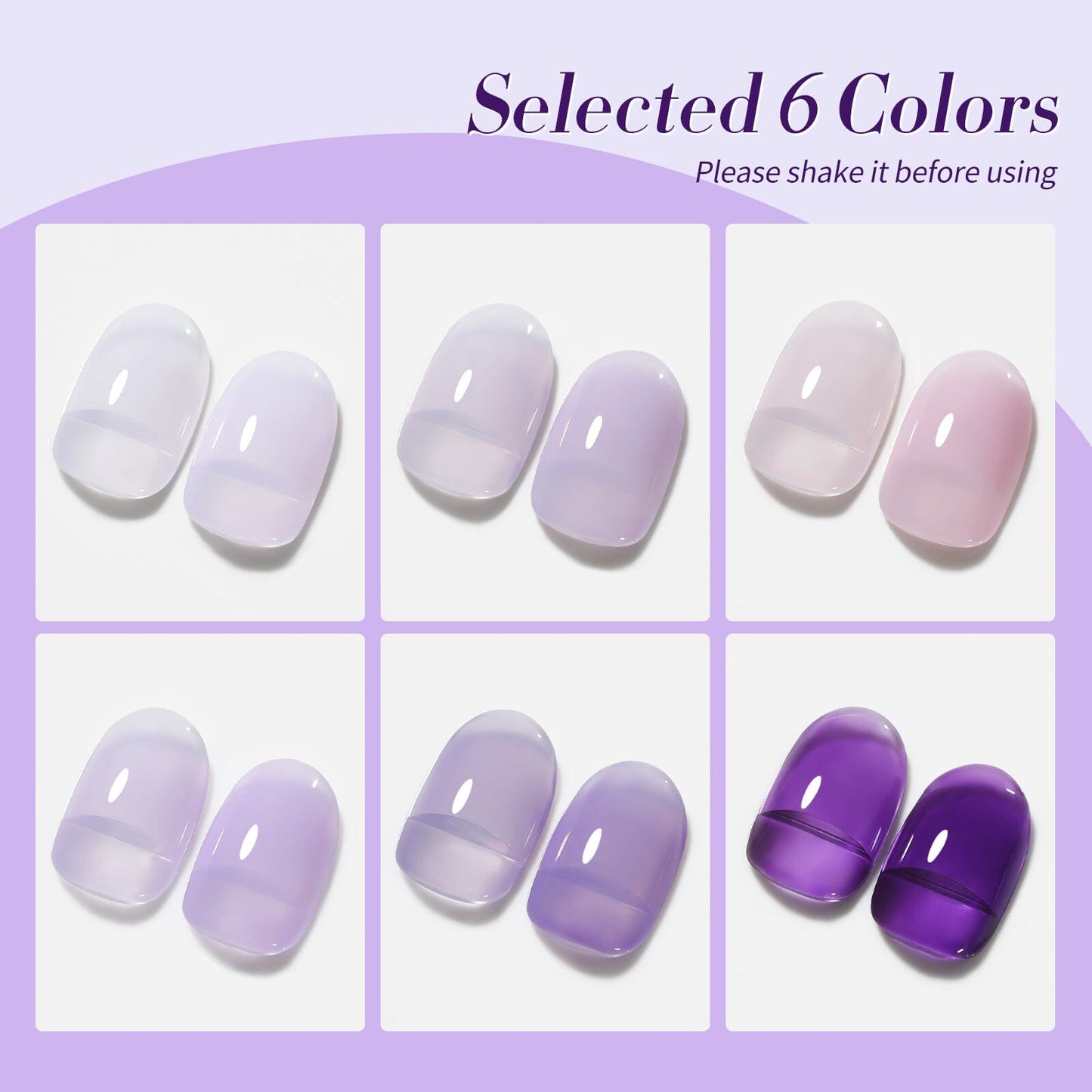 6 Colors Jelly Gel Polish Set J04 Lilac Whispers 7ml