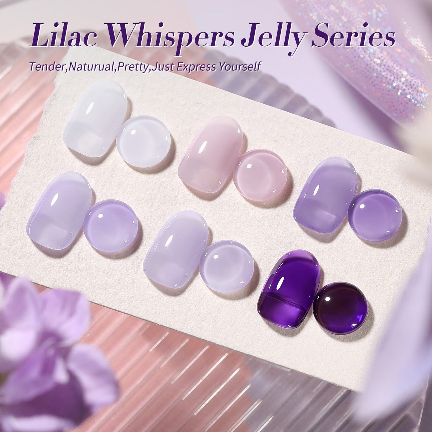 6 Colors Jelly Gel Polish Set J04 Lilac Whispers 7ml