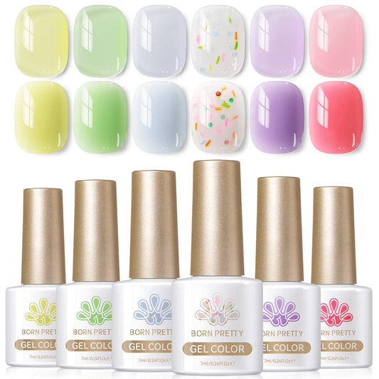 6 Colors Jelly Gel Polish Set J05 Candy Glass 7ml