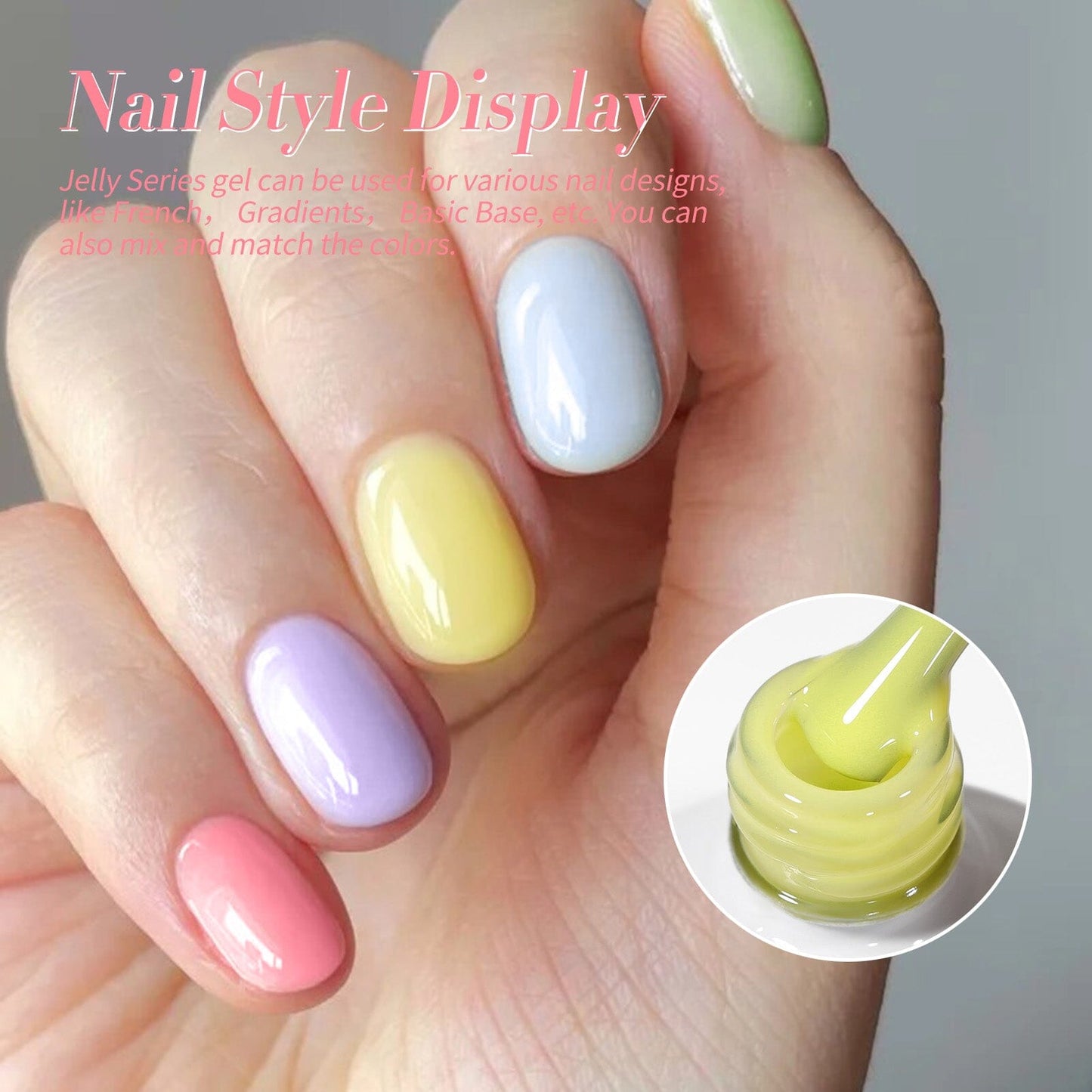 6 Colors Jelly Gel Polish Set J05 Candy Glass 7ml