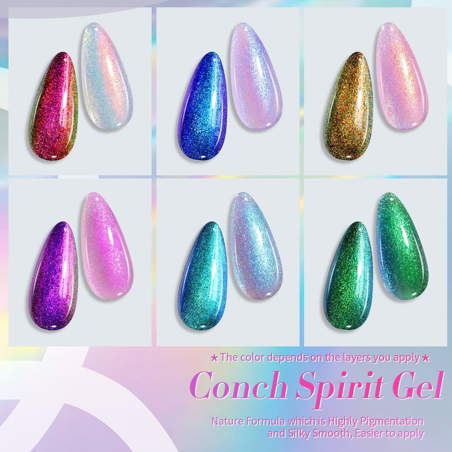 6 Colors Aurora Gel Polish Set T04 Conch Spirit 7ml