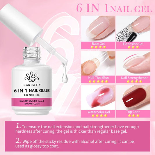 4pcs Set 6 in 1 Nail Glue Gel Polish 15ml