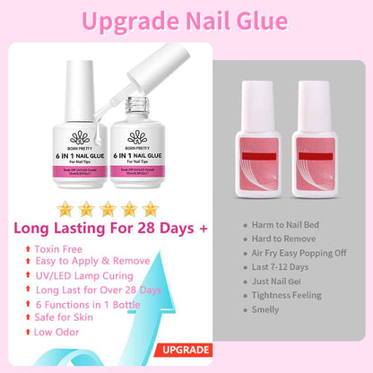 2pcs Set 6 in 1 Nail Glue Gel Polish 15ml
